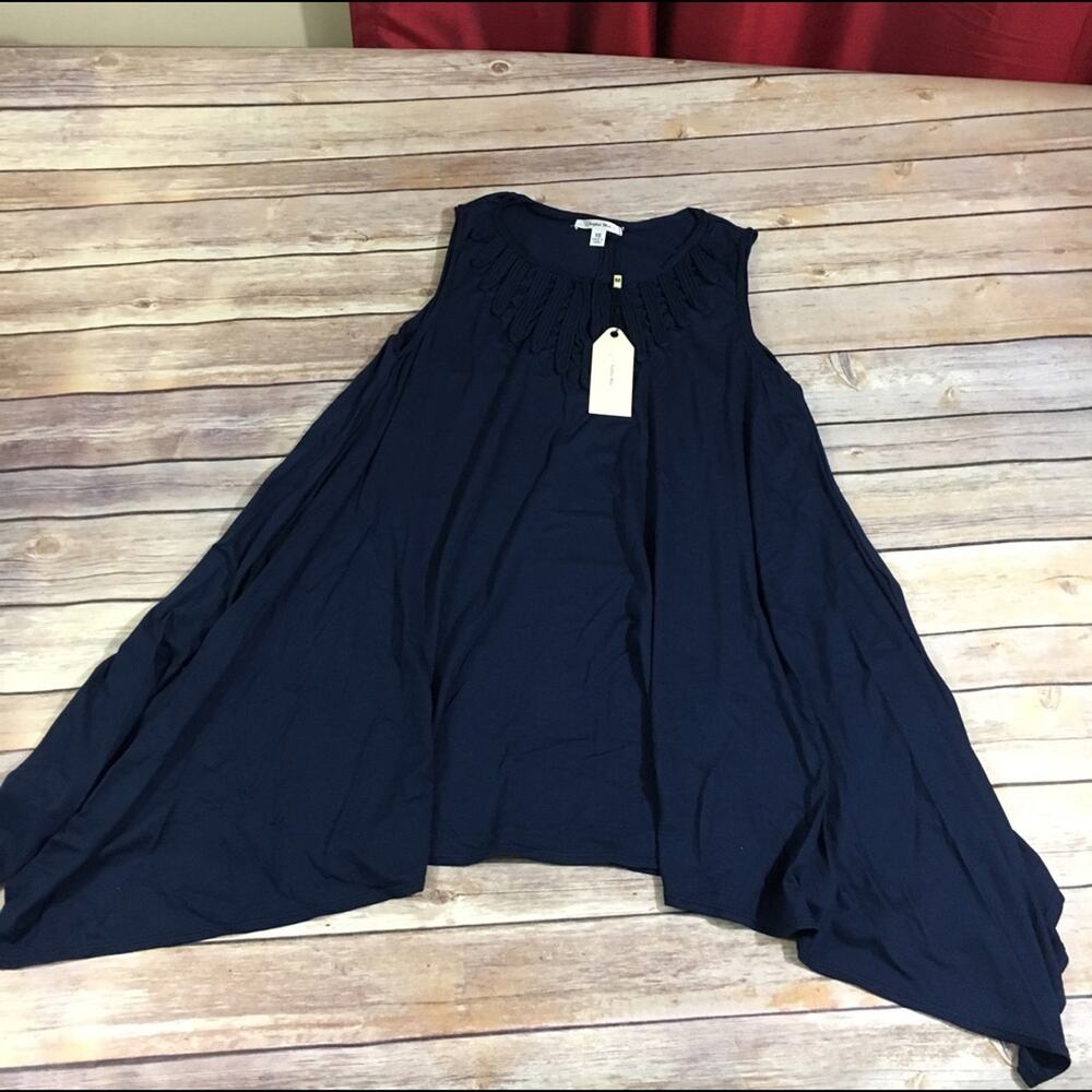 Sophie Max Womens Tank Top Size XS Germaine Trapeze Navy Blue Swing NEW - Picture 8 of 11